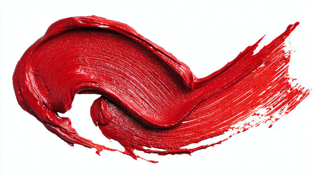 Vivid red paint stroke, a close-up abstract view. Capturing the texture and color of the paint on a surface - Powered by Adobe