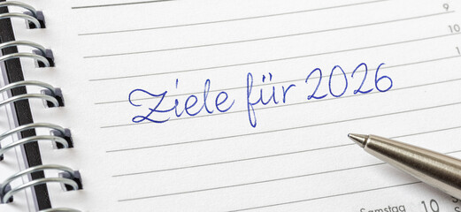 Eintrag in Terminkalender - Ziele für 2026