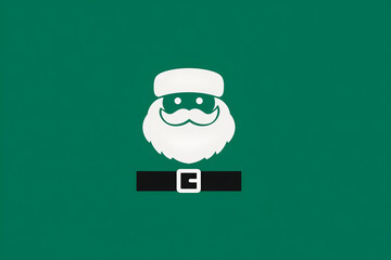 Santa, Minimalist, Icon, Christmas, Holiday, Green, Background, Simple, Graphic, Father, Claus, Belt, Modern, Flat, Design, Seasonal, Branding, Xmas, Newyear, Winter, Figure, Head, Beard, Mustache, Ha