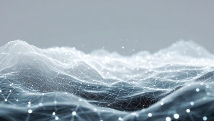 Abstract digital landscape with interconnected dots and lines, suggesting data or technology