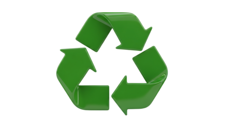 A green recycling symbol with arrows arranged in a circular pattern on a black background
