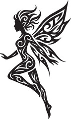 Fairy Silhouette Tribal Tattoo Style