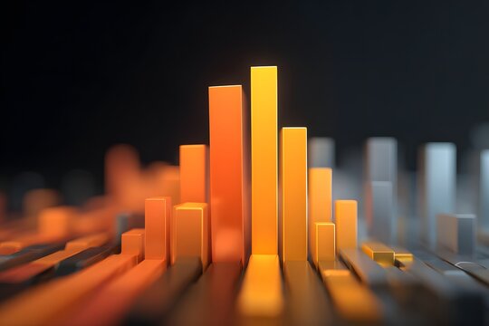 Abstract business layer glowing charts minimal modern 3D aesthetic uncluttered