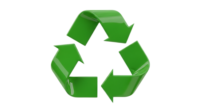 A green recycling symbol with arrows pointing in a circular motion on a black background image render - Powered by Adobe