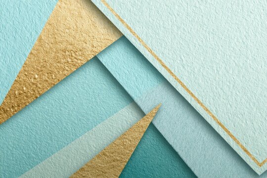Abstract geometric background with textured blue planes and gold accents