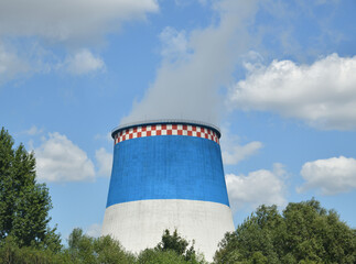 cooling tower at thermal power plant at Moscow, Russia