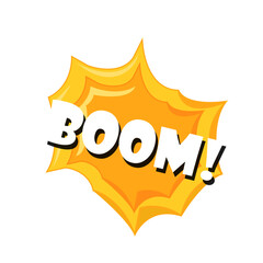 Explosive Graphic Illustration: A dynamic illustration captures the essence of an explosion, with BOOM! boldly displayed within a stylized burst.