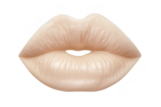 Nude glossy lips showing beauty and cosmetic care