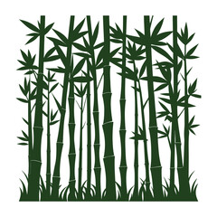 Tall green bamboo stalks and leaves vector illustration for nature concepts. Vector