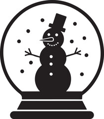 christmas snowman in snow globe in silhouette