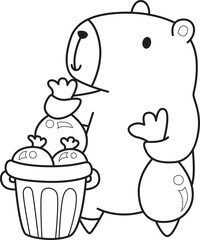 Illustrations of cute capybara character clip art for kids. Capybara 