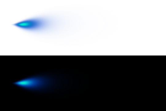 Two abstract blue lights against a deep black background - Powered by Adobe