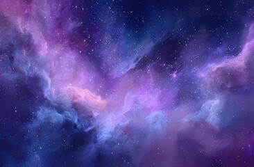 Obraz premium Abstract, dreamy celestial art with a blend of purple, blue, and pink nebulas