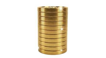 A shiny stack of gold coins on a black background representing wealth and financial prosperity concept