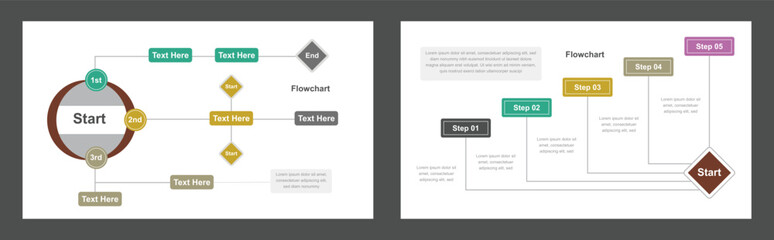 Two White Background Flowcharts One Circular Process Diagram, Another with Steps Towards Start Point