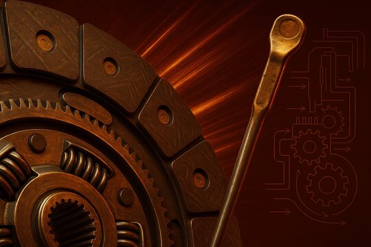 Ultra-Detailed Clutch Disc and Transmission Fluid Dipstick Head with Metallic Texture and Gear Elements