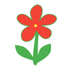 Simple red flower with green stem and leaves