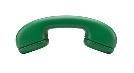 Isolated green telephone handset receiver on a black background in a studio shot with smooth surface