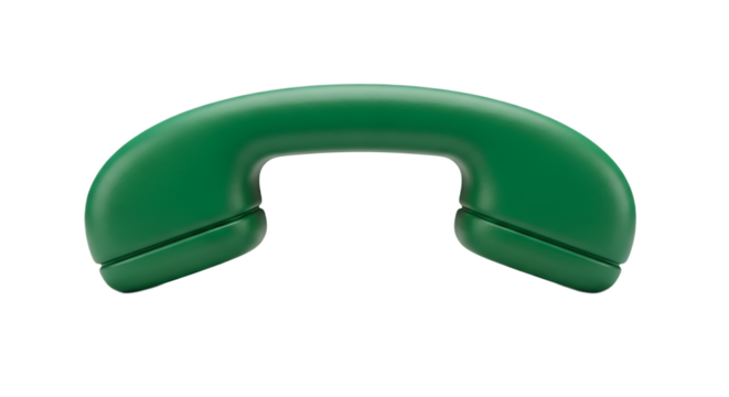 Isolated green telephone handset receiver on a black background in a studio shot with smooth surface