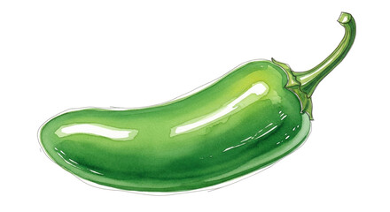 Fresh green chili pepper and bell pepper vegetables isolated on a white background