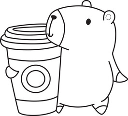 Illustrations of cute capybara character clip art for kids. Capybara 