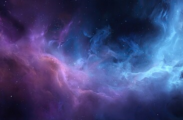 A cosmic vista of swirling nebulae, showcasing vibrant colors of blues, violets, and pinks
