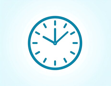 A simple illustration of a blue analog clock face set against a light-blue background. The hands display the time as a few minutes past ten o'clock