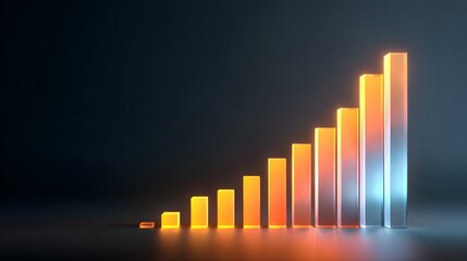 Abstract startup growth interface soft glowing charts minimal modern 3D layout