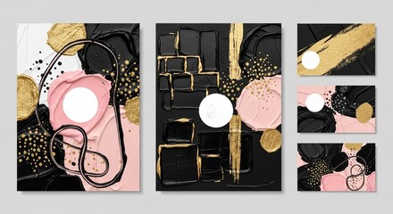 A colorful vintage design set of various cosmetics and makeup brushes