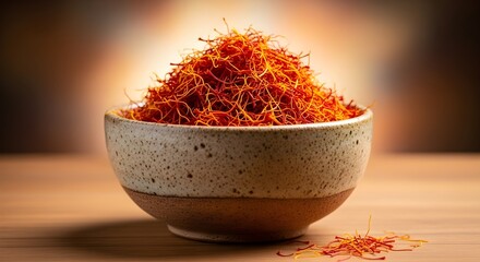 “Saffron Threads in Ceramic Bowl – Editorial Concept of Premium Spice and Culinary Elegance”