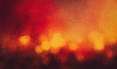 Abstract bokeh lights blurry, warm hues blending orange, red, and dark brown
