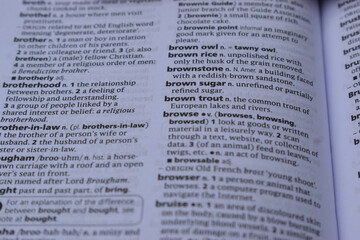 Obraz premium English Dictionary Page Close Up With The Word Meaning Of -brown sugar