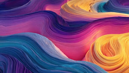 Wavy, colorful abstract layers forming depth and texture in vibrant hues