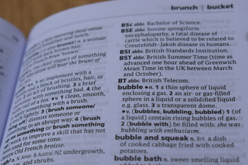 Obraz premium Definition Of English Dictionary Close Up Of Page With Word - BT
