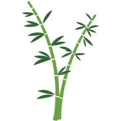 Illustration of green bamboo stalks with leaves on a transparent background symbolizing nature and growth