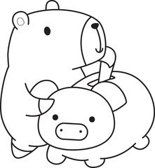 Illustrations of cute capybara character clip art for kids. Capybara 