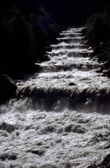 Mountain landscape along the road to Stelvio pass, Bolzano province, Italy, at summer