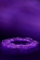 Neon circle, moving light lines in a circle. Abstract neon modern futuristic minimalist background.