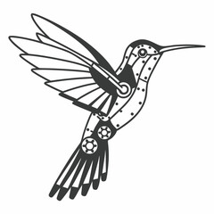 Steampunk hummingbird mechanical bird illustration