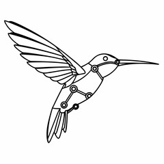 Stylized hummingbird with mechanical accents