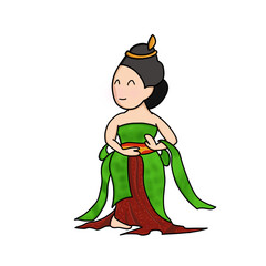Traditional Javanese Dancer Character Illustration