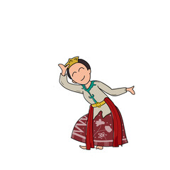 Graceful Traditional Dancer Illustration with Intricate Costume and Expressive Pose