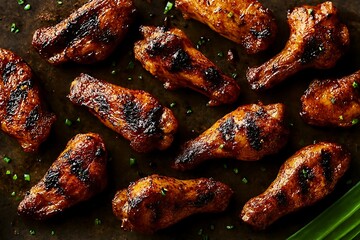 Deliciously glazed chicken wings ready to eat.