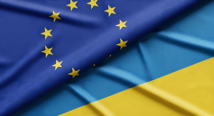 Ukraine and European Union Flags. Partnership, trade, agreement.