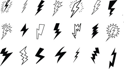 Simple lightning bolt icon set creative illustration electric thunder and bolt flash icon set black silhouette lightning bolt flash symbols.eps
