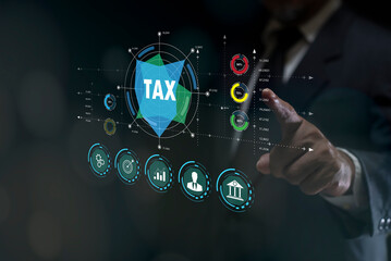 Accountant working Financial investment calculate for taxes, analyze business and marketing growth on financial document data graph, Accounting, Economic, commercial concept.