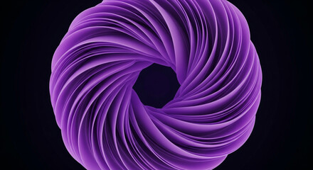 Abstract 3D rendering of a swirling purple vortex with intricate, layered folds against a black background.
