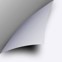 Corner of a page appears curled on paper edge with peeling sticker. Turning book reveals folded shadow on document at angle. Curl shows message sheet in turn, bent fold creating a border effect. 