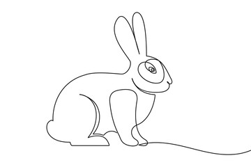 Simple continuous line art illustration of a rabbit creature