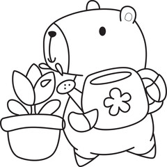 Illustrations of cute capybara character clip art for kids. Capybara 